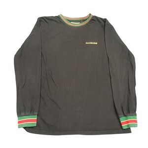 PacSun Long Sleeve T-Shirt Men Small Black Illusions Graphic Striped Trim Ribbed